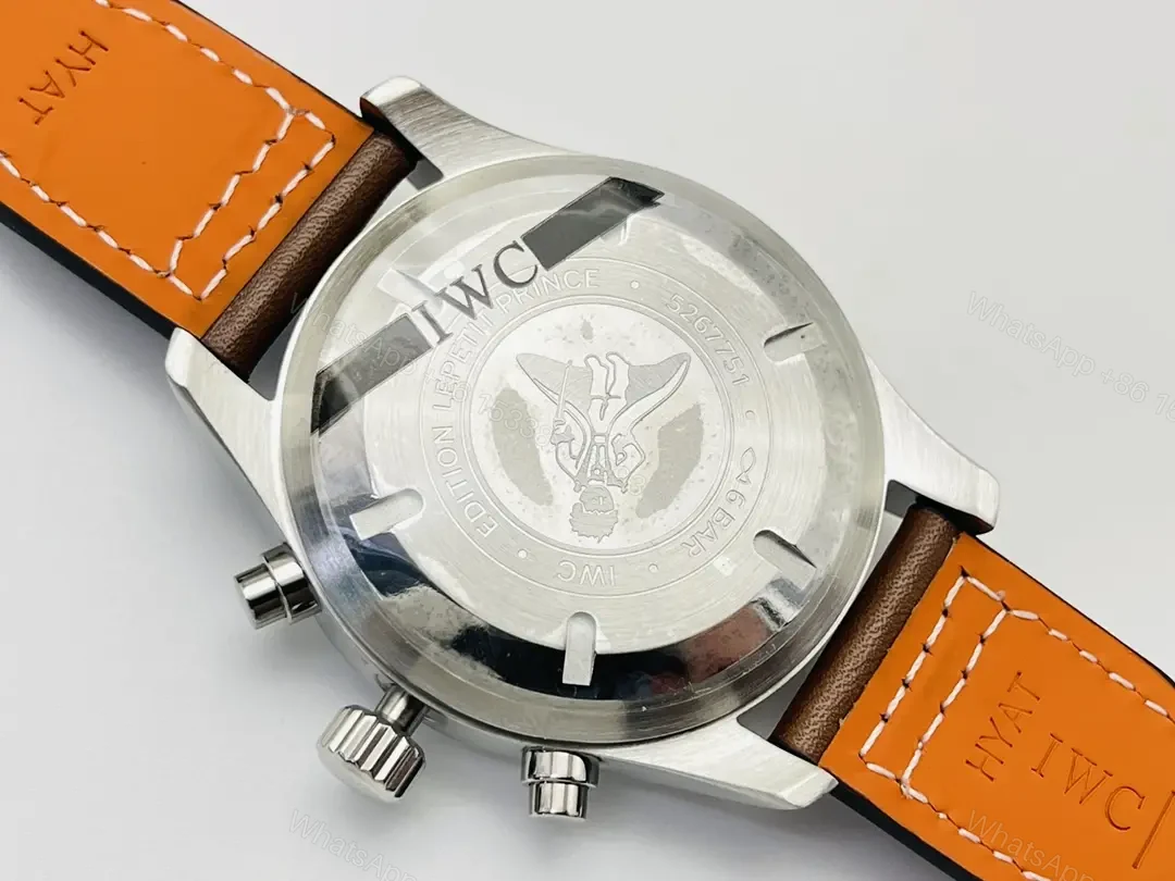 View 7 of IWC Blue Brown Pilot Chronograph Blue Dial Leather Strap Ultimate 43MM IWC-PILOT-CHR-BLU43-L