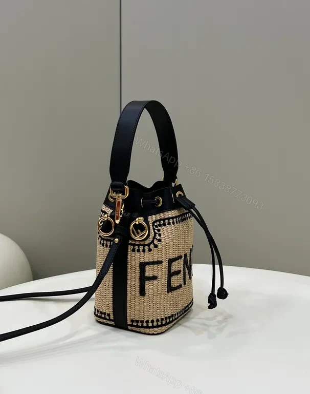 View 7 of Textured Bucket Bag with Bold Fendi Logo - Everyday Luxury Bag