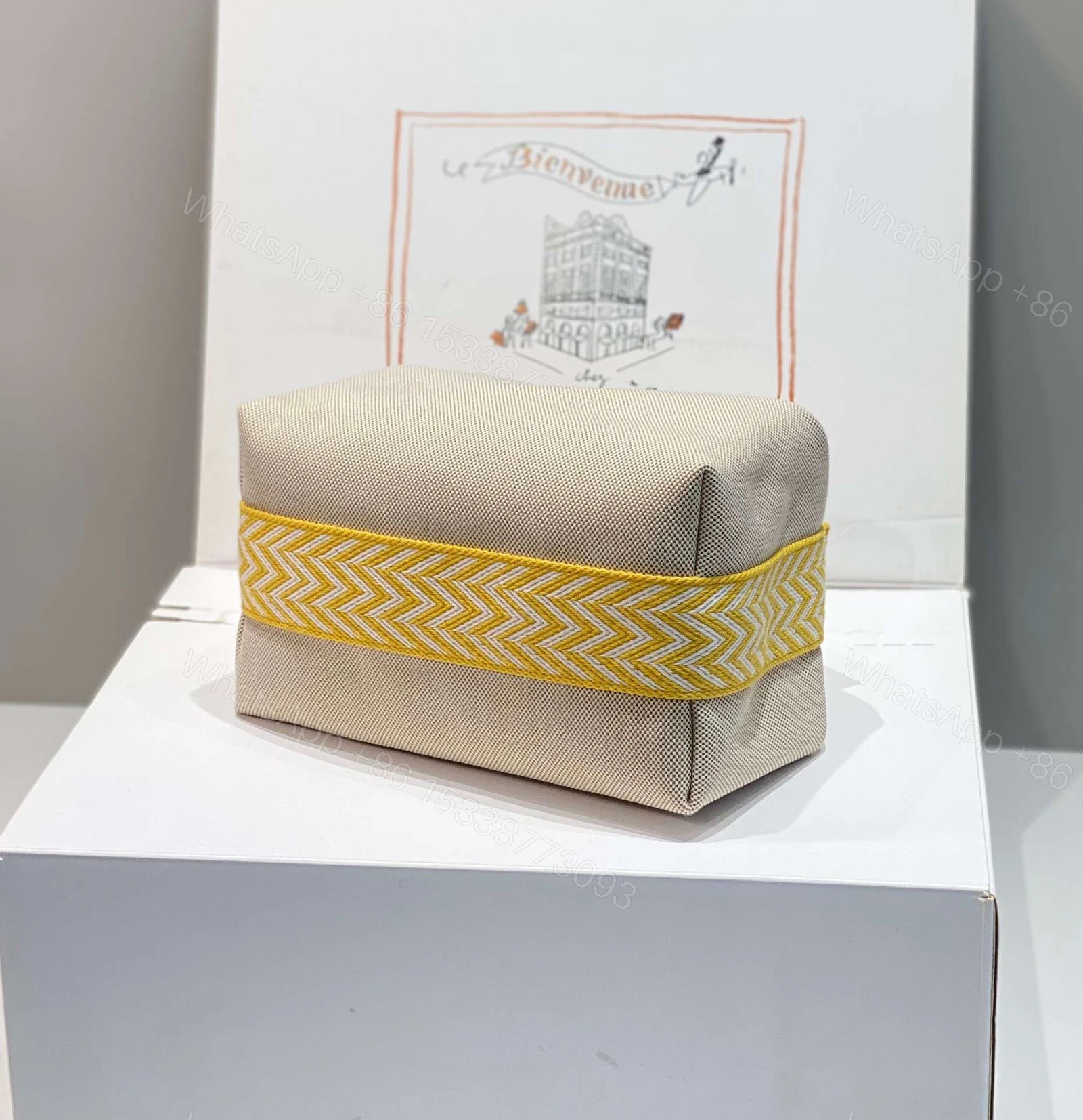 View 6 of Hermes Bride A Brac PM Clutch Bag Yellow Fabric 12x20x10cm