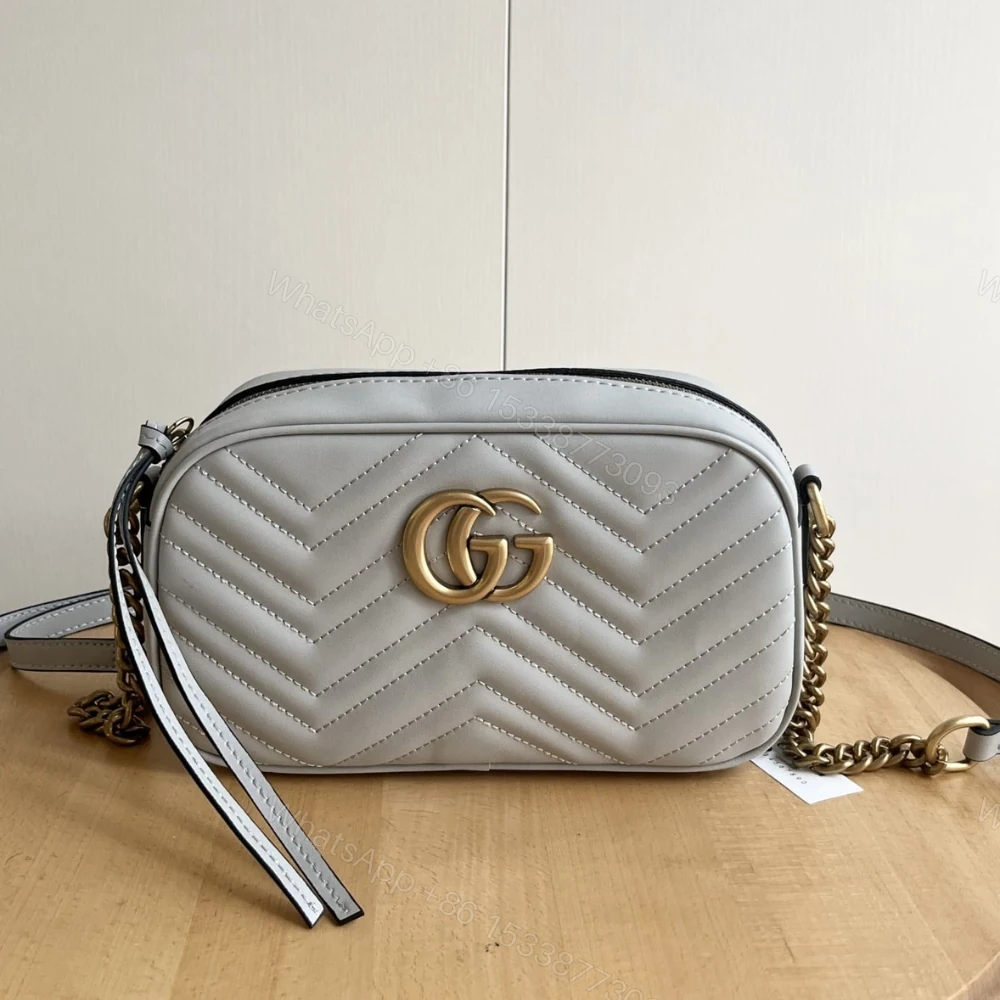 View 2 of Gucci GG Marmont Small Camera Bag Light Grey 24Cm