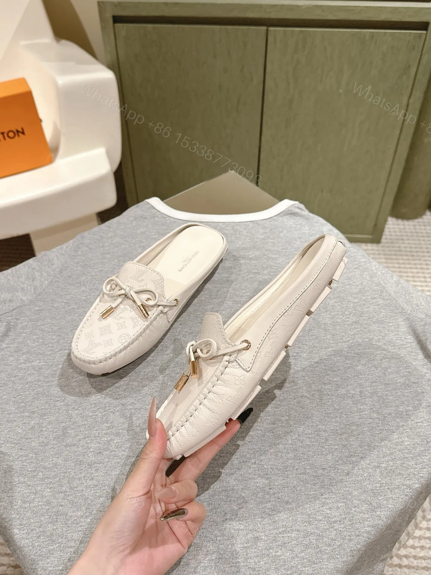 View 3 of LV Women White Leather Mules