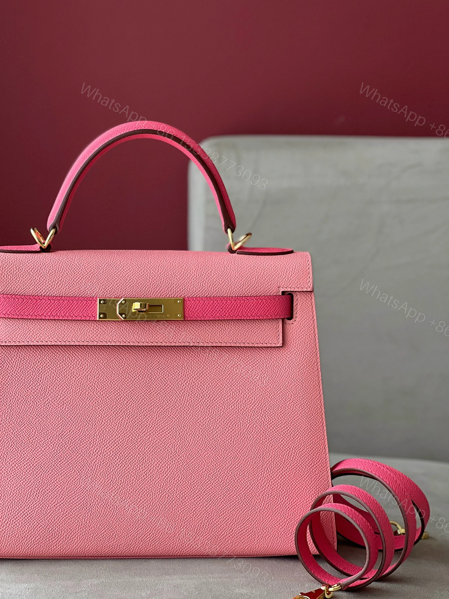 View 6 of Hermes Kelly 28 Rose Pink/ Pink Gold Hardware