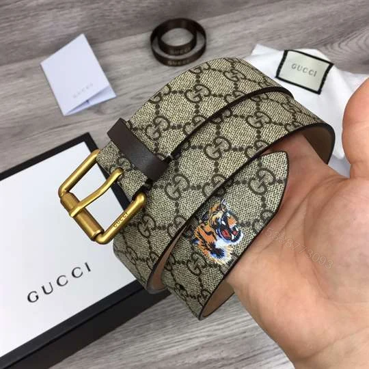 View 2 of GUCCI TIGER PRINT GG SUPREME BELT – B40