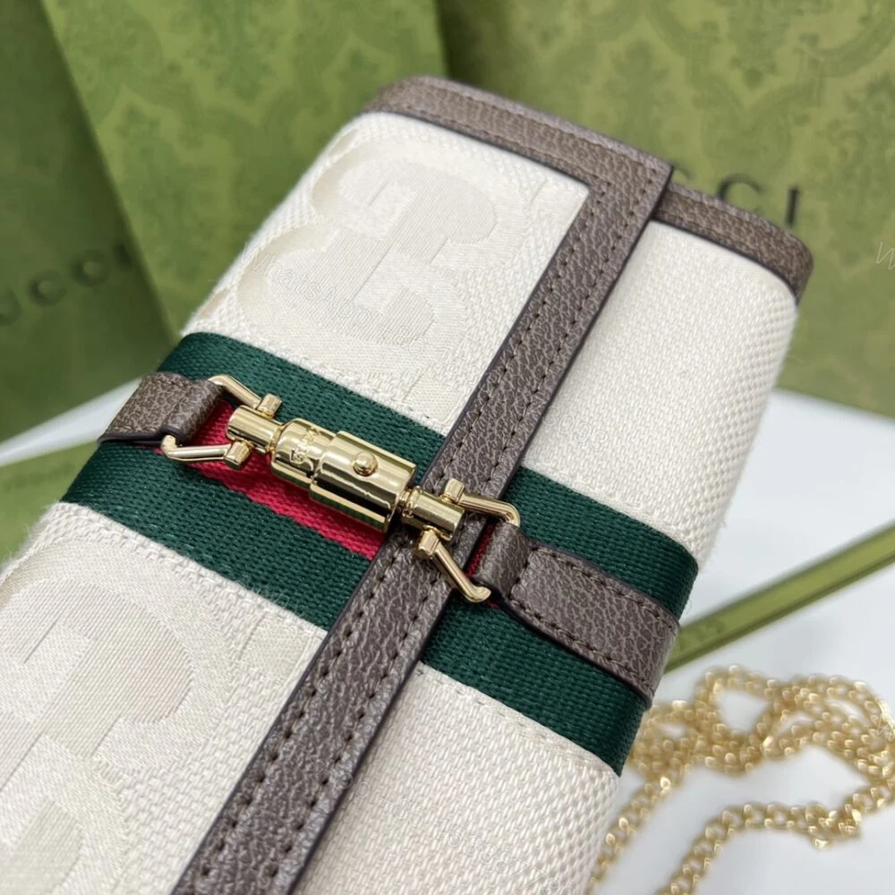 View 5 of Gucci Jackie 1961 Chain Wallet Beige and Brown 19Cm 652681 HUHHG 8565