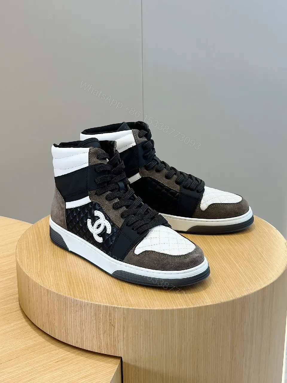 View 3 of Textured Luxe High-Top Sneaker: Bold Logo, Cushioned Comfort