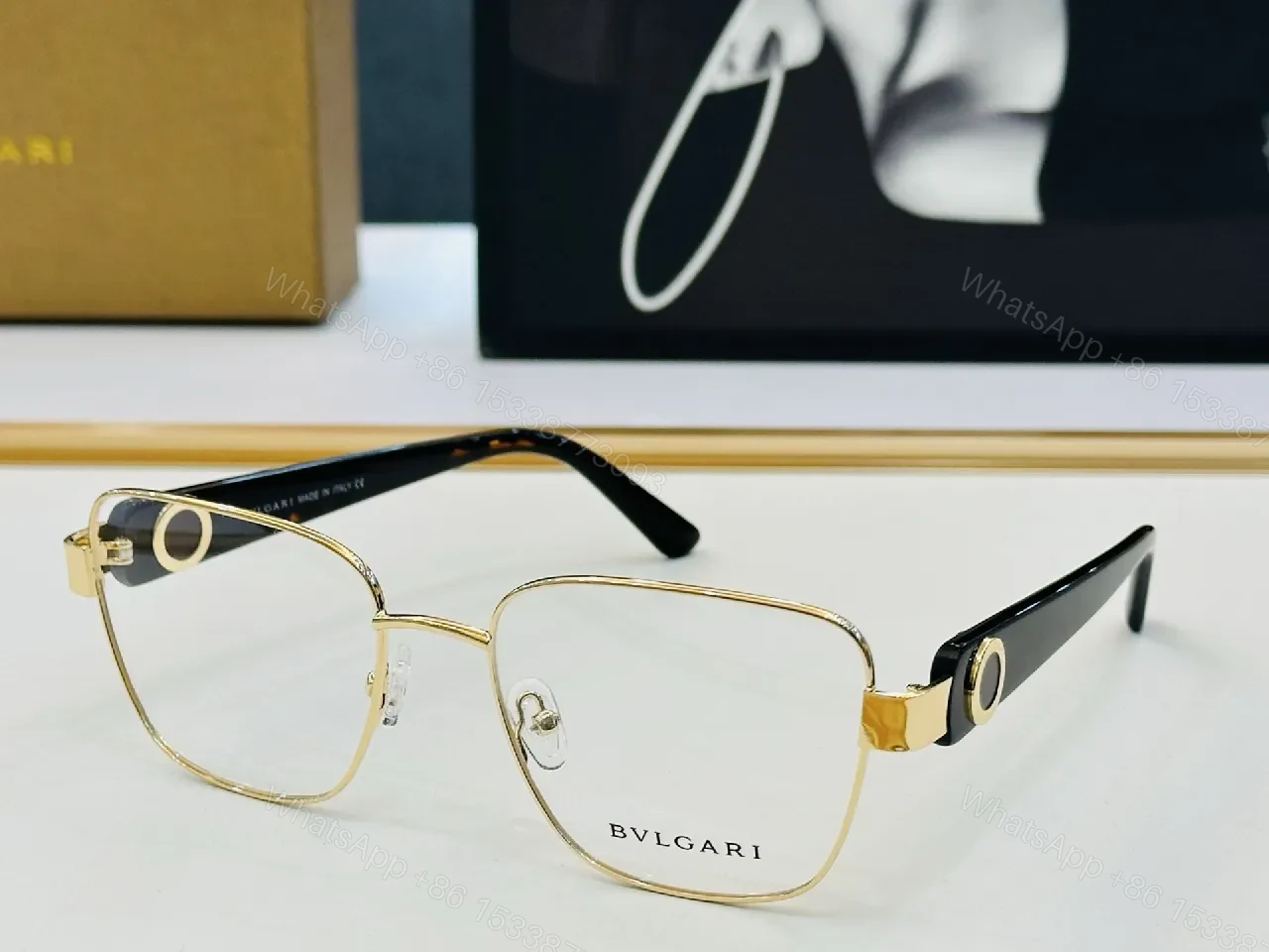 View 2 of Gold-Black Oval Eyewear: Premium Italian Craftsmanship