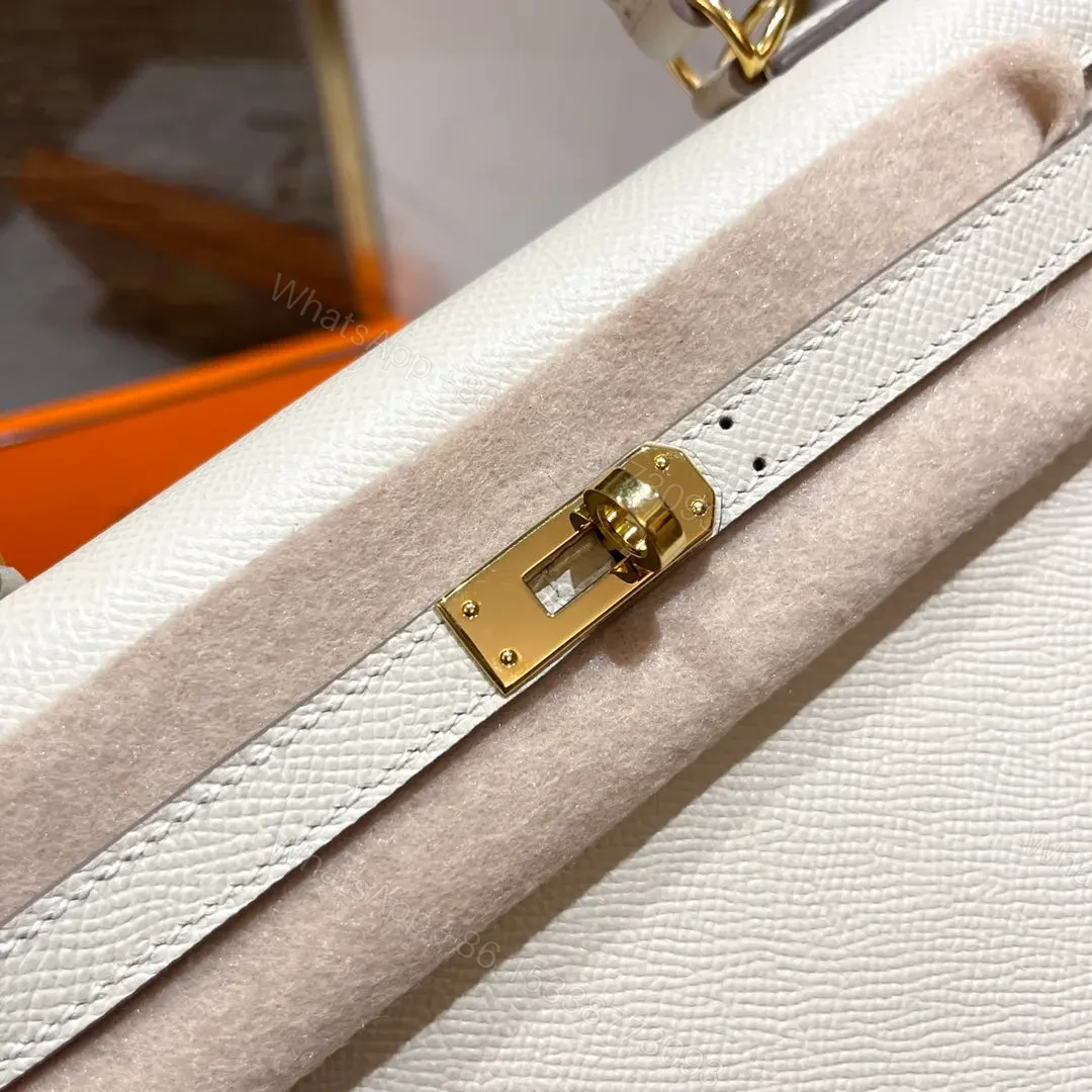 View 3 of HN 25CM WHITE EPSOM LEATHER GOLD HARDWARE