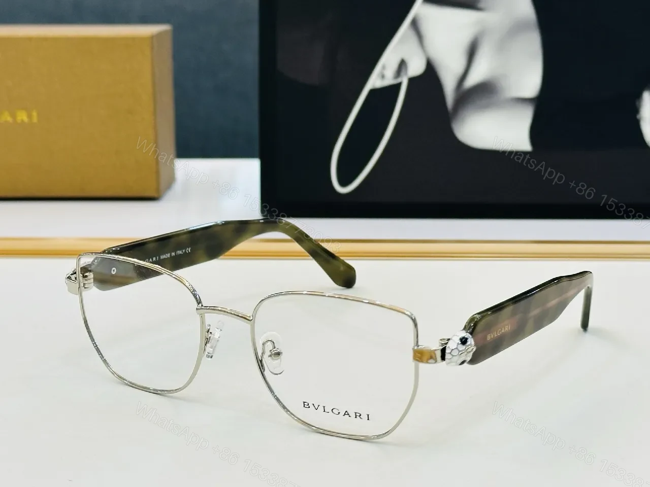 View 6 of Gold-Frame Round Glasses with Black Temple Accents, Luxe Style