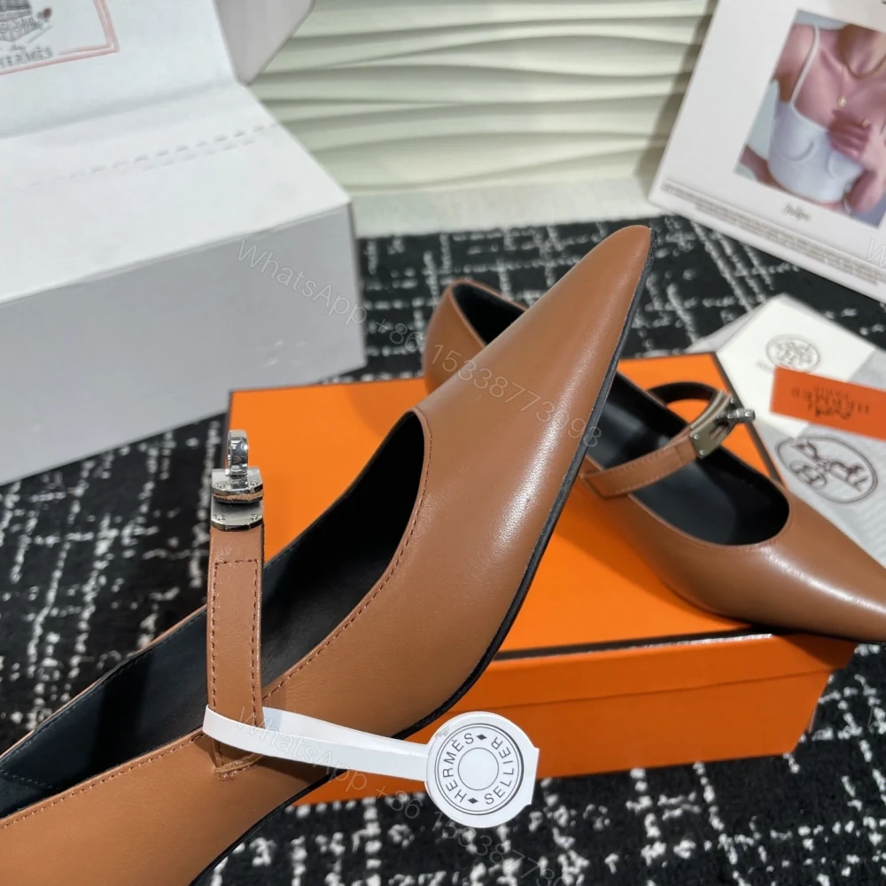 View 8 of 高仿Hermes*Kelly系列H251007Z04小牛皮高踭鞋棕色4CM免檢版
