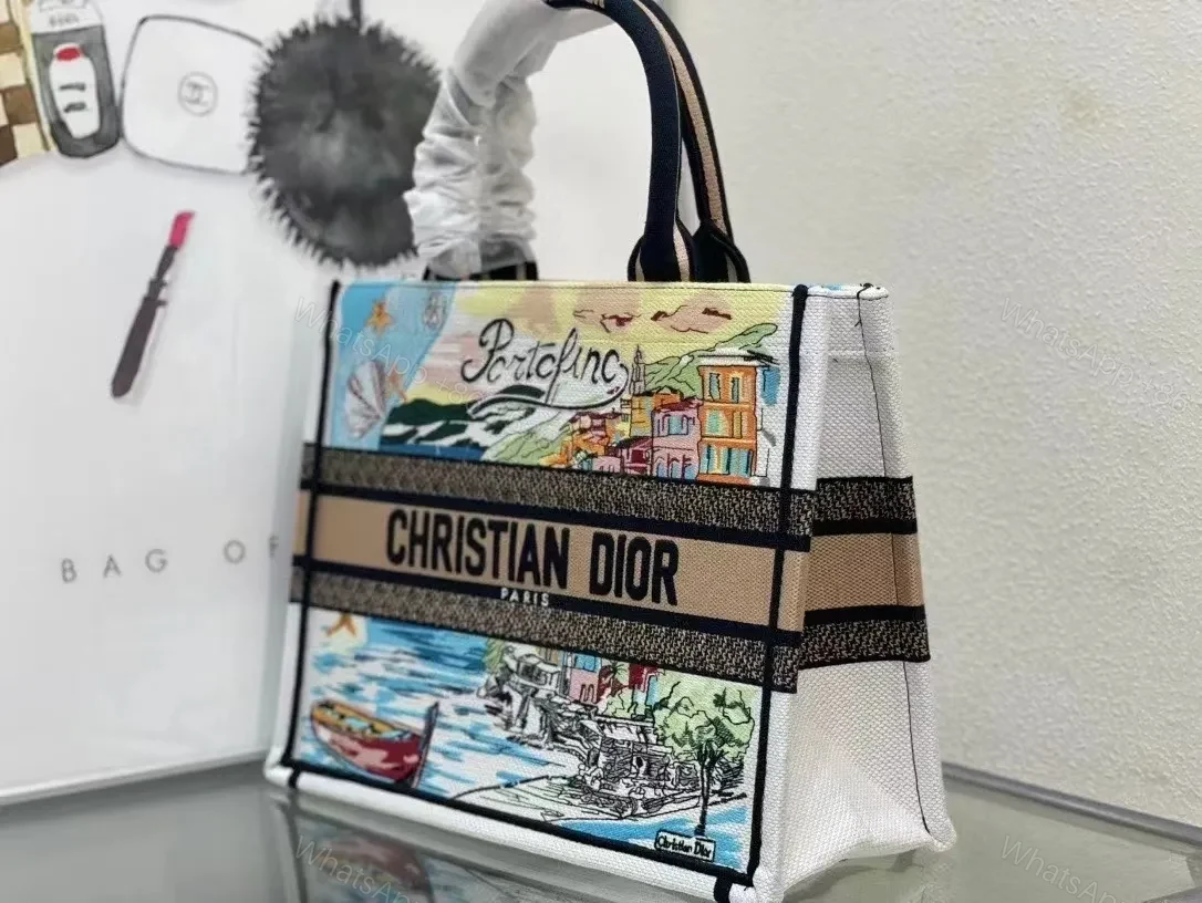 View 5 of Vibrant Canvas Tote: Cityscape & Coastal Bold Straps Tote
