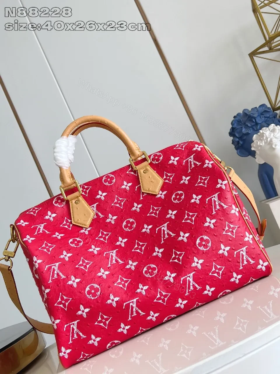 View 2 of Bold Red Monogram Travel Tote: Luxe Everyday Carry