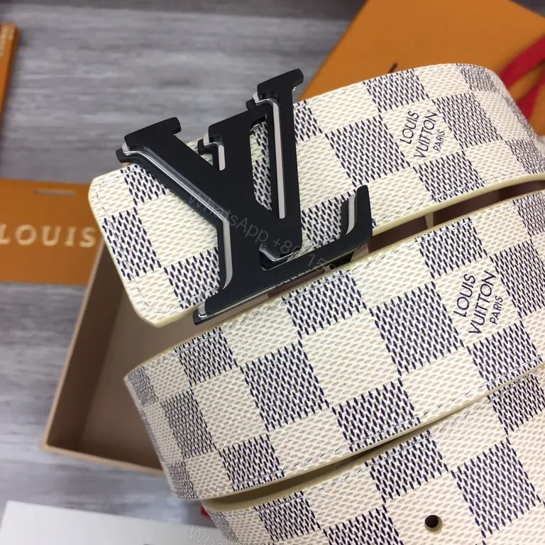 View 4 of Damier Signature Belt: LV-Inspired Bold Buckle Accessory