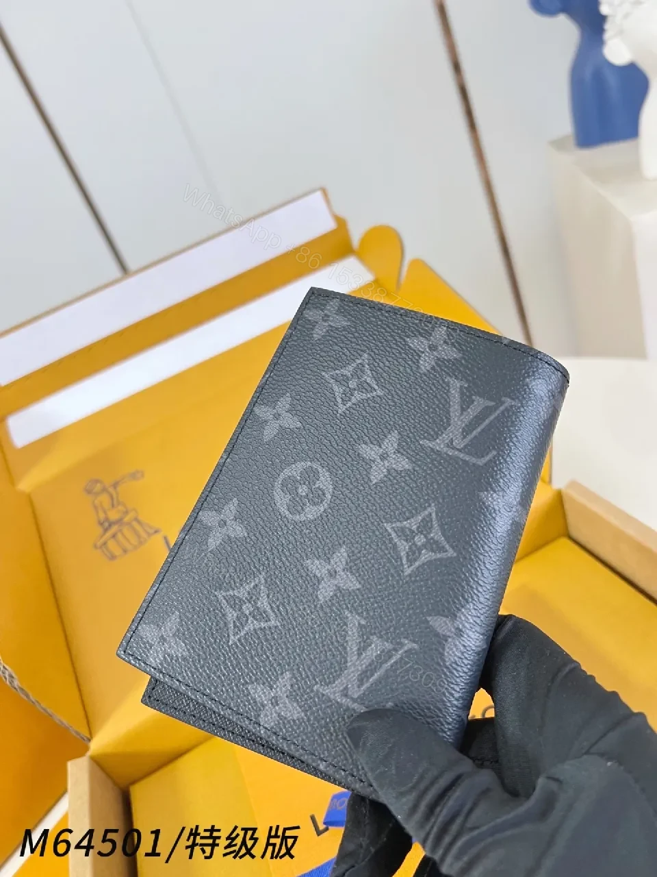 View 4 of Black Calfskin Monogram Wallet – Bi-Fold, Luxe Compact Design