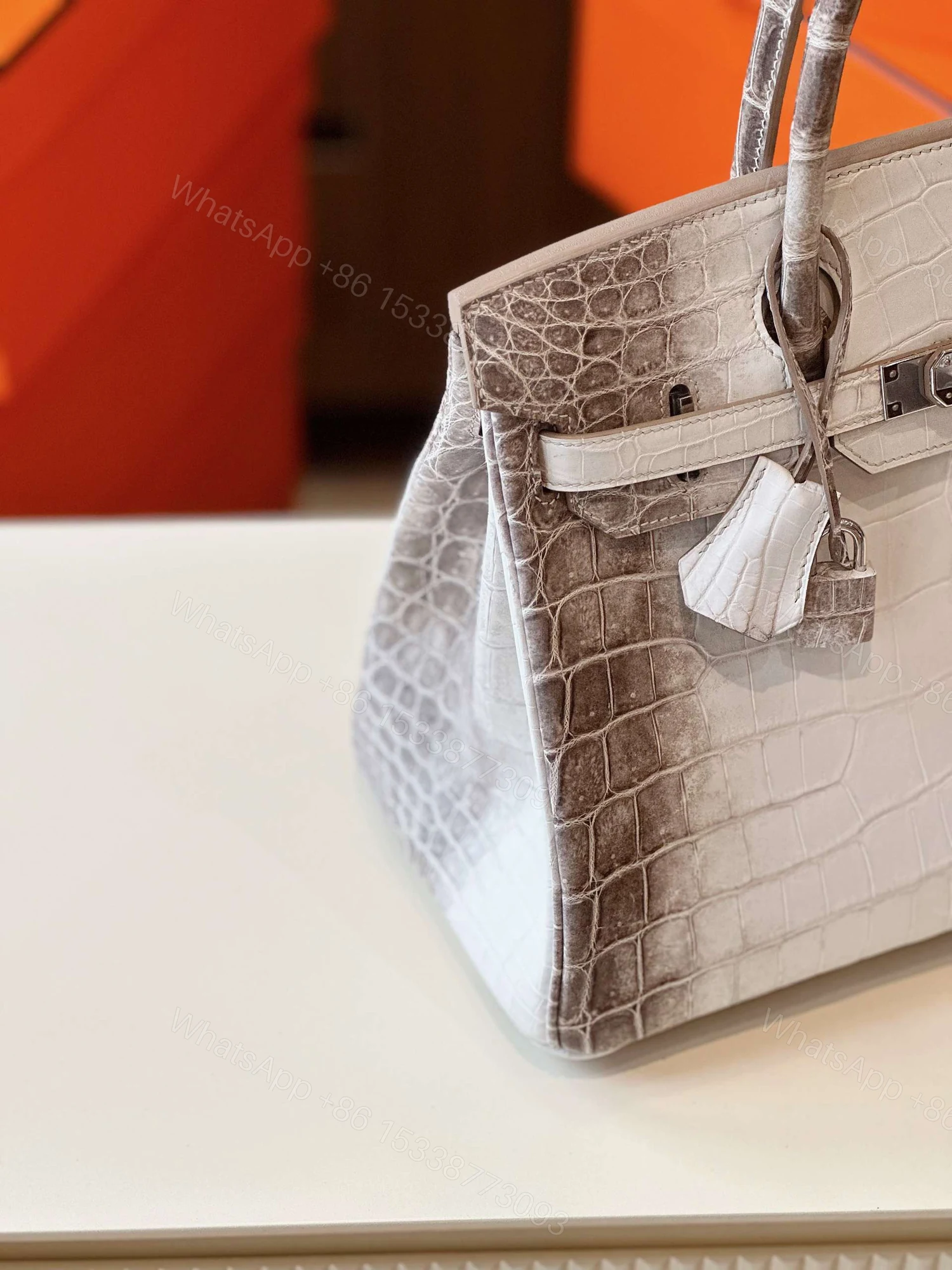 View 4 of Hermes Birkin 30 Himalaya Albino Genuine Crocodile Leather