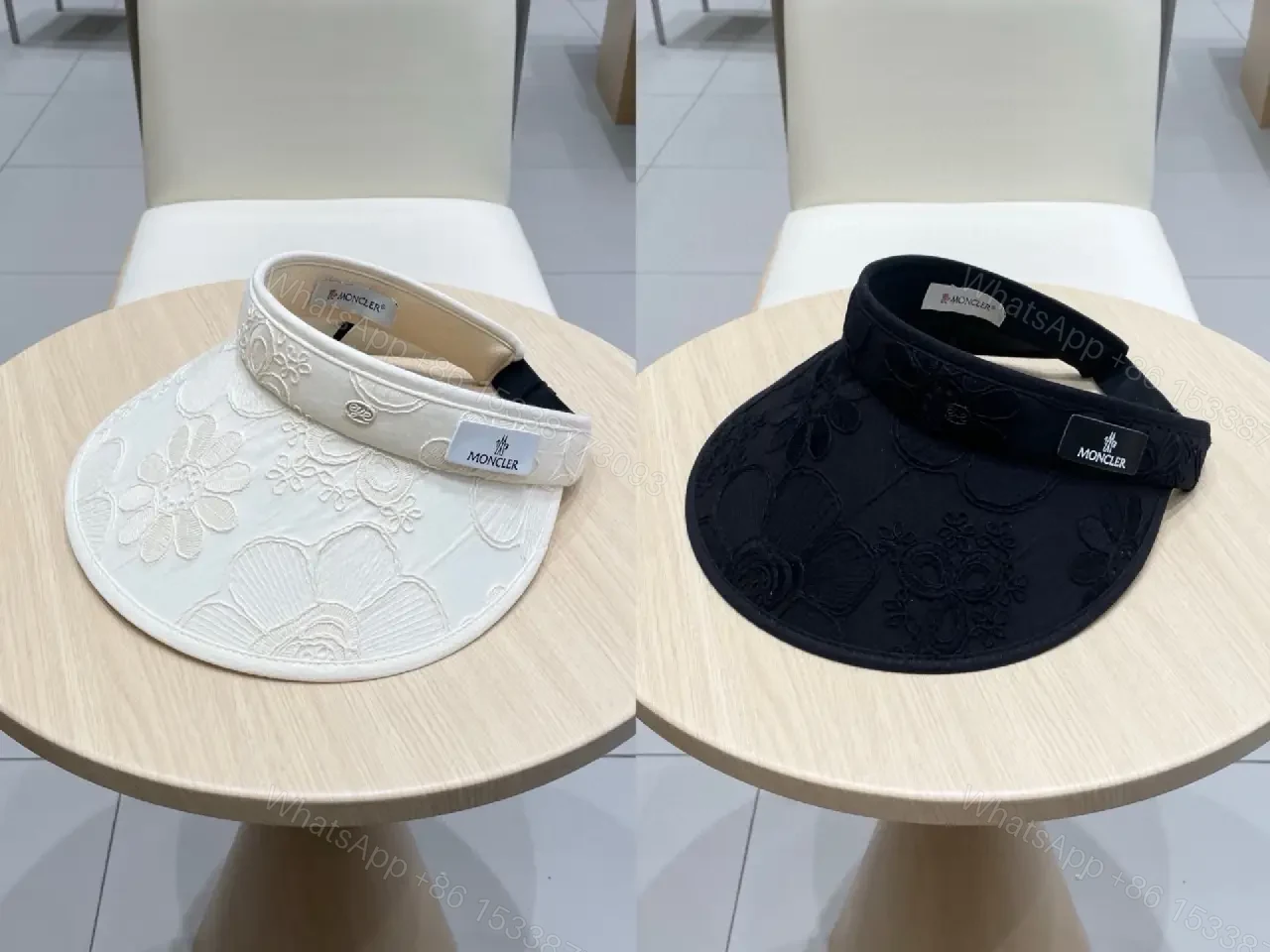 View 10 of Structured Black Embroidered Sun Visor - Luxe, Everyday Shield