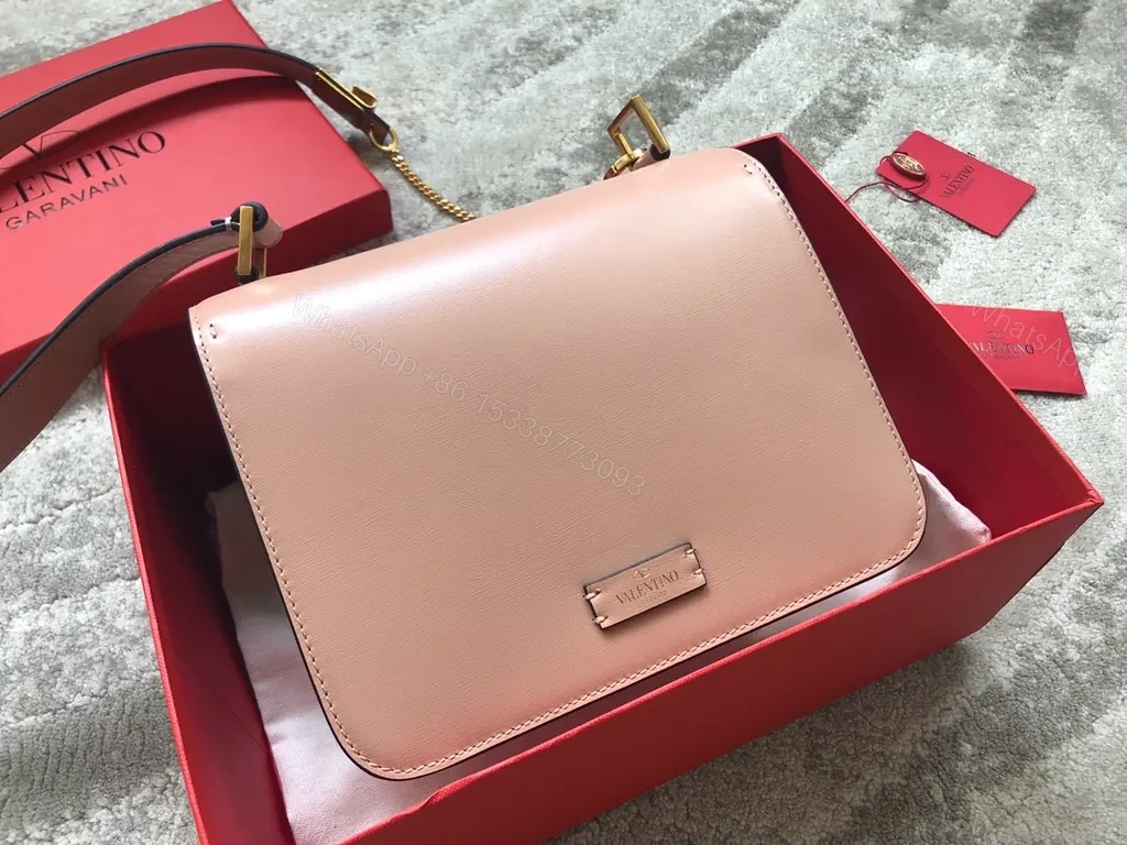 View 4 of Two-Tone Calfskin Crossbody with V Buckle Bag
