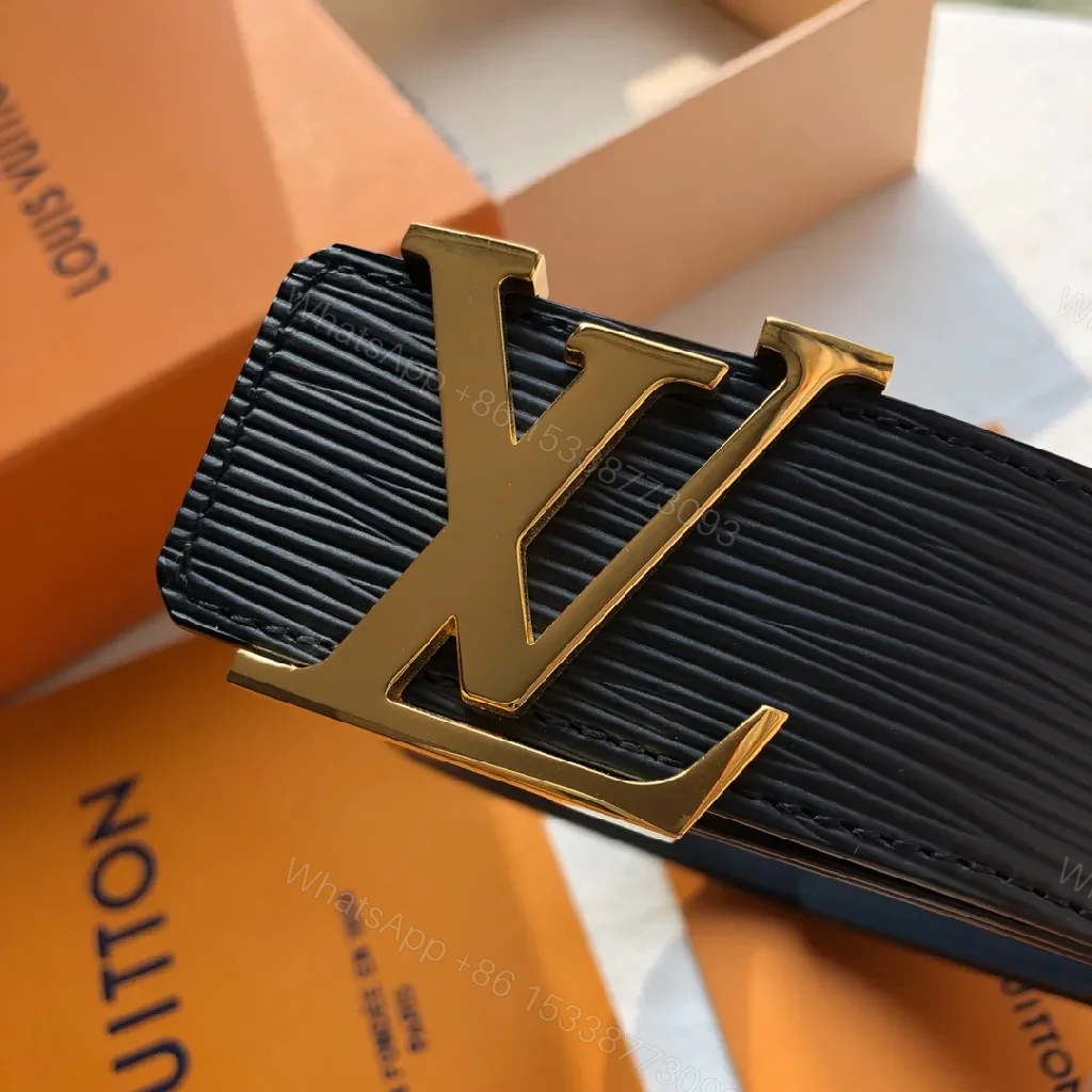 View 2 of Lux Leather Belt: Textured Black, Gold Buckle, Modern Chic