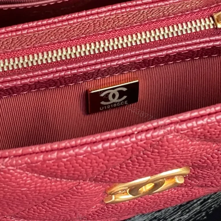 View 3 of Burgundy Leather Quilted Bag + Gold-Chain Strap + Luxury Crossbody Camera Bag