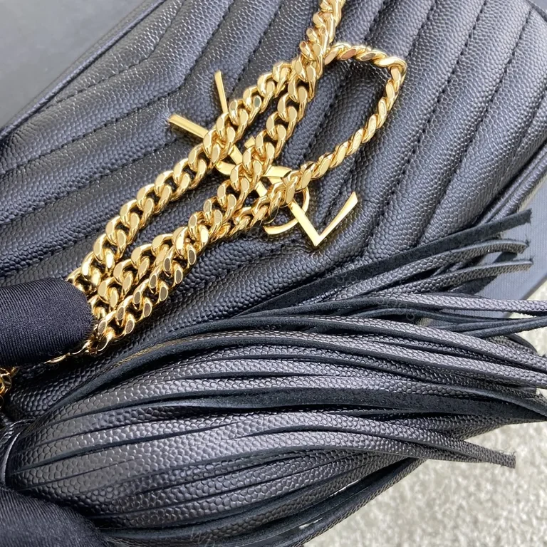 View 3 of Chic Quilted Black Crossbody with YSL Emblemâ€”Compact Luxury