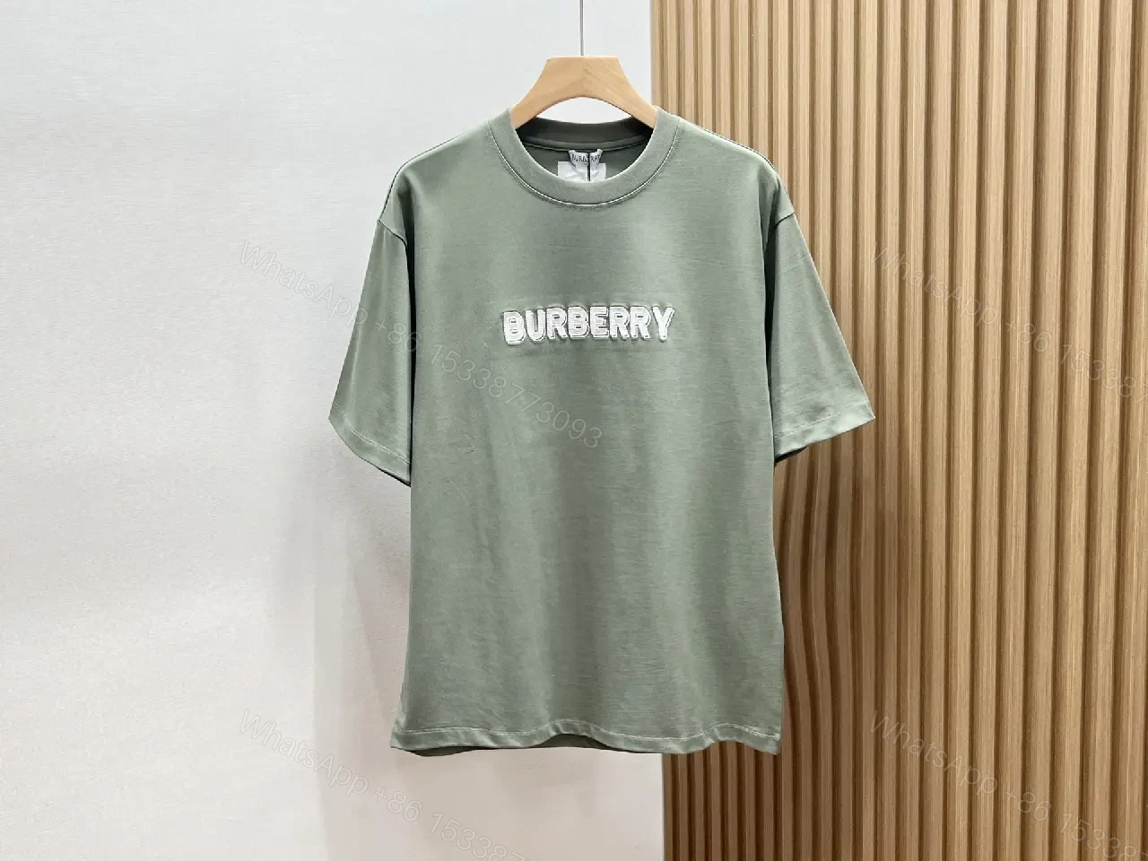 View 2 of Olive Cotton Oversized Burberry Logo Tee Short-Sleeve Shirt