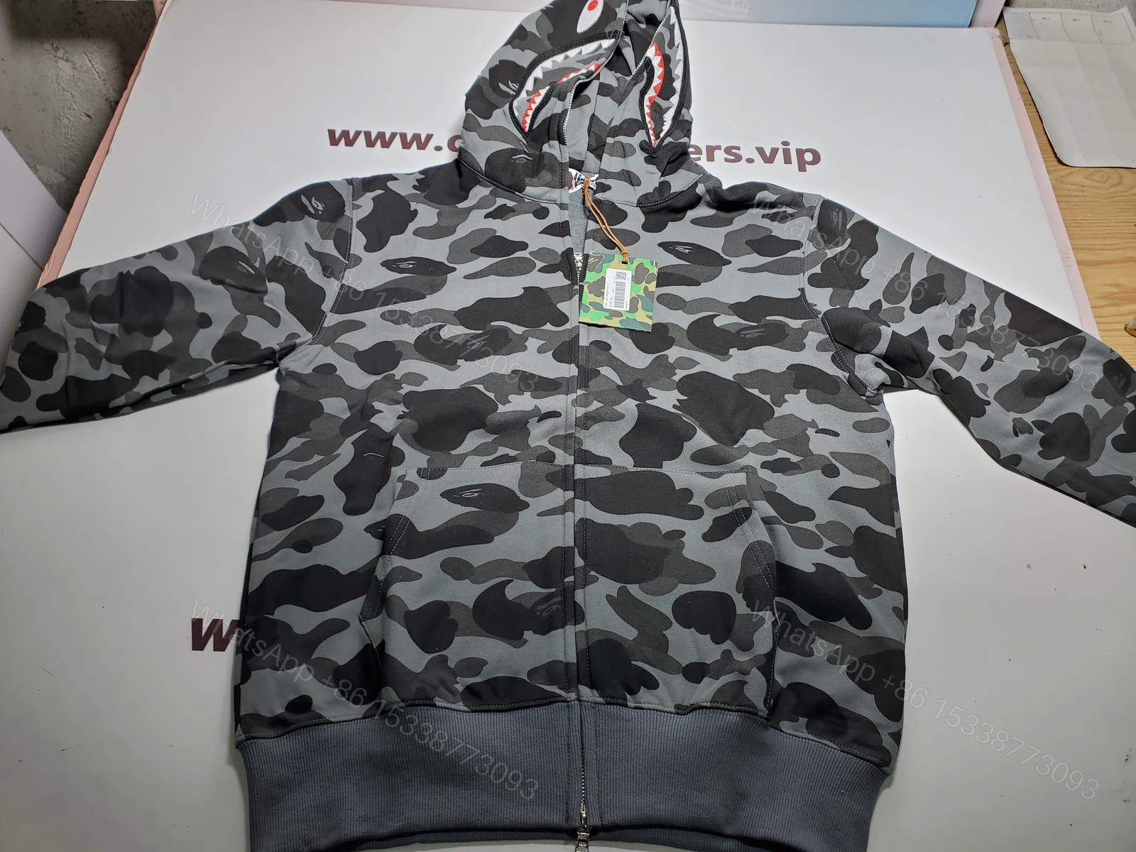 View 2 of BAPE Color Camo Shark Zip Hoodie Black 4580793319054