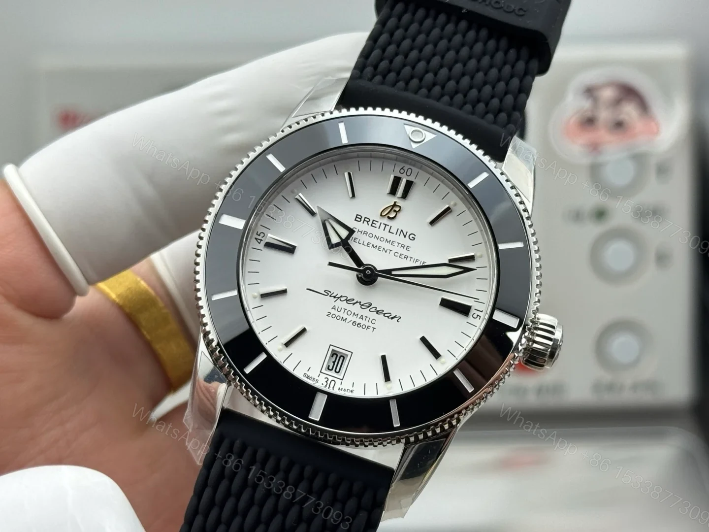 View 3 of Breitling Superocean Heritage Silver Rubber Replica 42MM Premium B20 Diver Edition AB201012