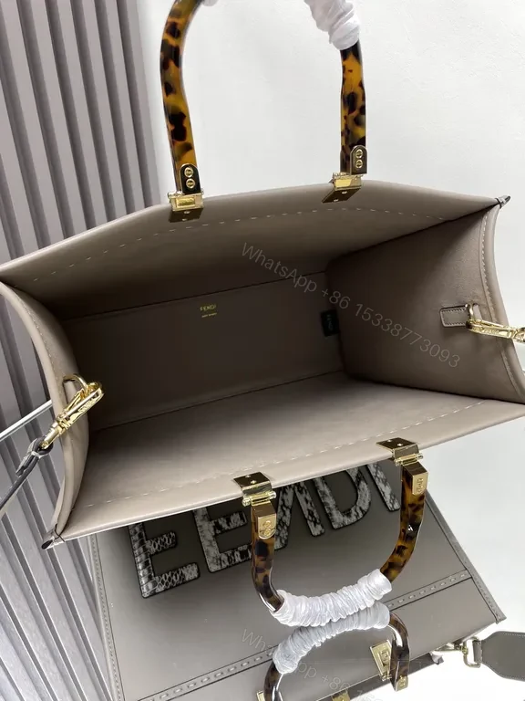 View 9 of Bold Fendi ROMA Structured Tote with Logo Detail
