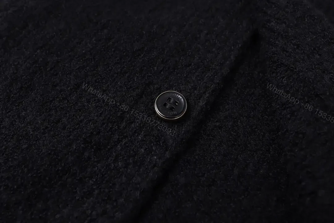 View 7 of Chunky Knit Cardigan Black – Monogram Detail, Premium Comfort Cardigan