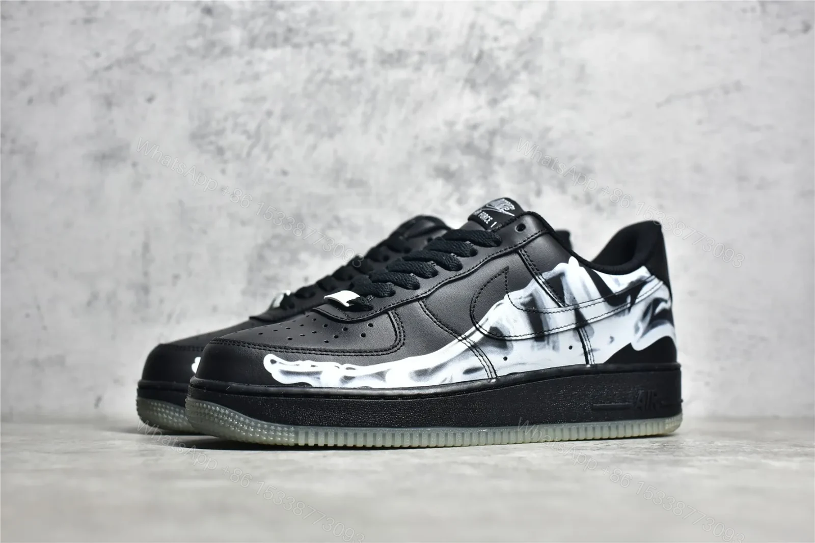 View 4 of UA Nike Air Force 1 Low Skeleton “Black on Black” Reps