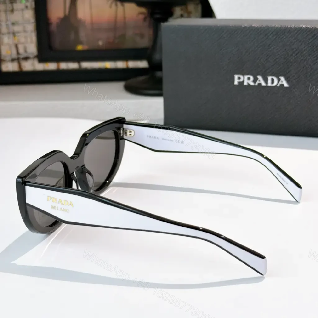 View 6 of Black Cat-Eye Oversized Sunglasses Gold Branding, Prada Milano