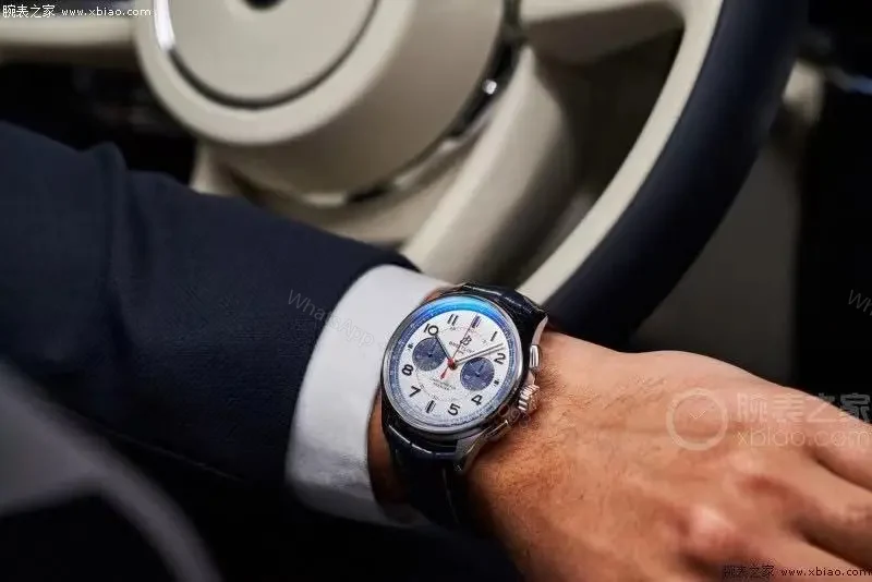 View 5 of OM Factory Breitling Premier B01 Chronograph Watch – Blue and White Dial, Leather Strap, 42mm Stainless Steel Case