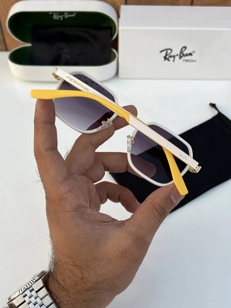 View 4 of First Copy RayBan 8810 Gold Yellow Sunglasses
