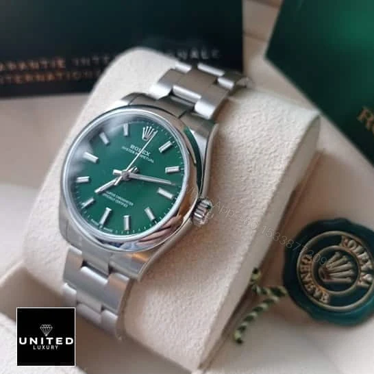 View 6 of Rolex Oyster Perpetual 277200 Green Dial Replica