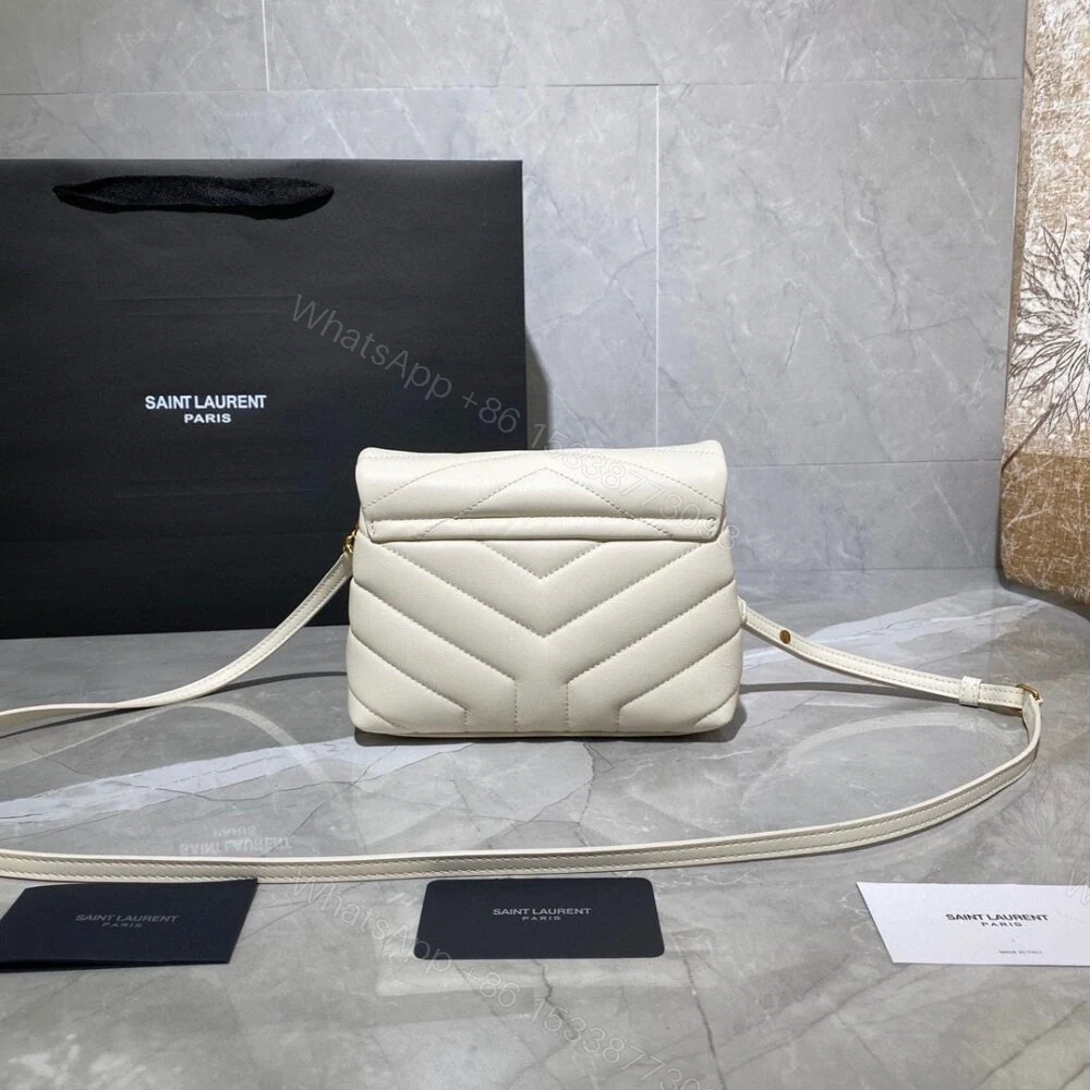 View 5 of Saint Laurent Loulou Toy Strap Bag In Quilted Y White 20Cm