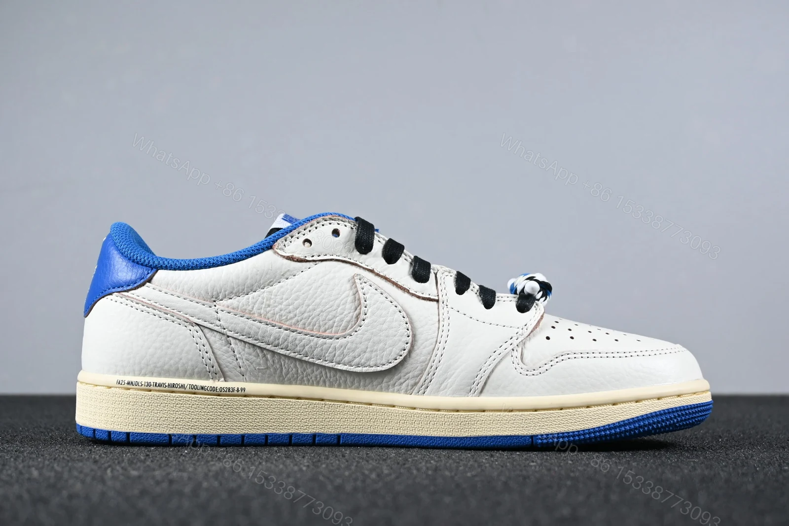 View 2 of Jordan 1 Retro Low OG SP Fragment x Travis Scott Sail Military Blue