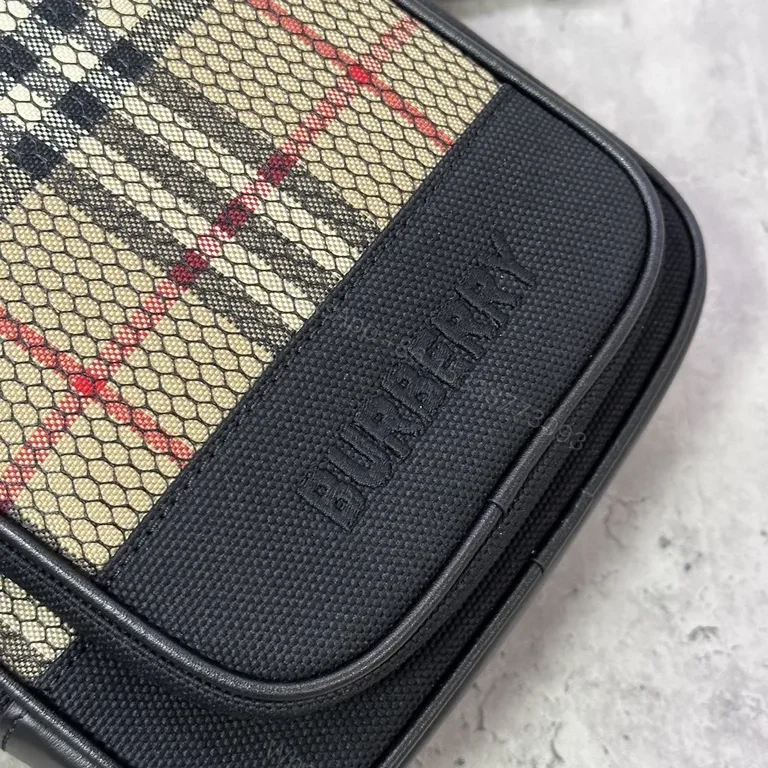 View 2 of Burberry Compact Crossbody: Plaid, Leather Trim, Durable, Everyday Carriage Bag