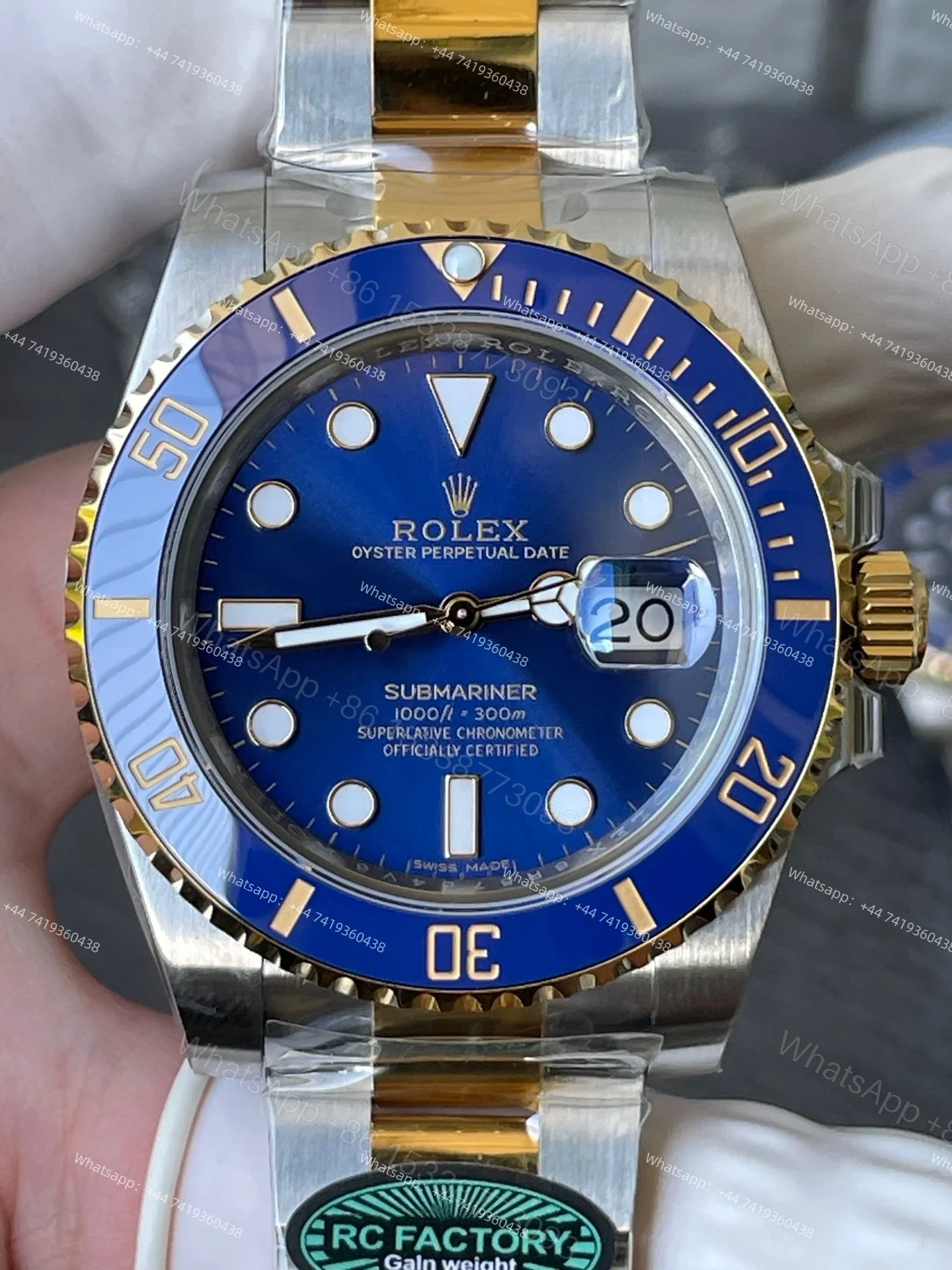 View 6 of Rolex Super Clone Watches 1:1 Submariner 116613LB Bluesy Two Tone 3135