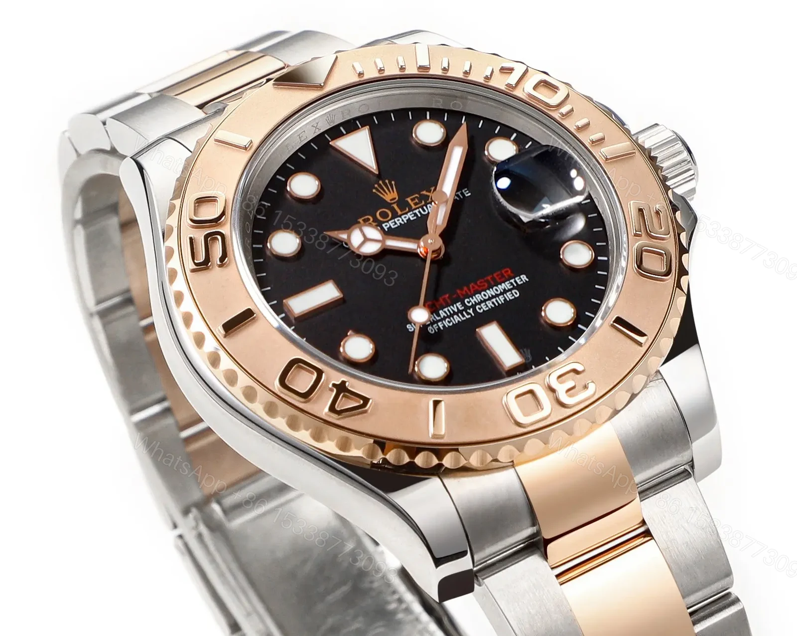 View 2 of OW Factory Clean Factory Rolex Yacht-Master Two-Tone Black Dial