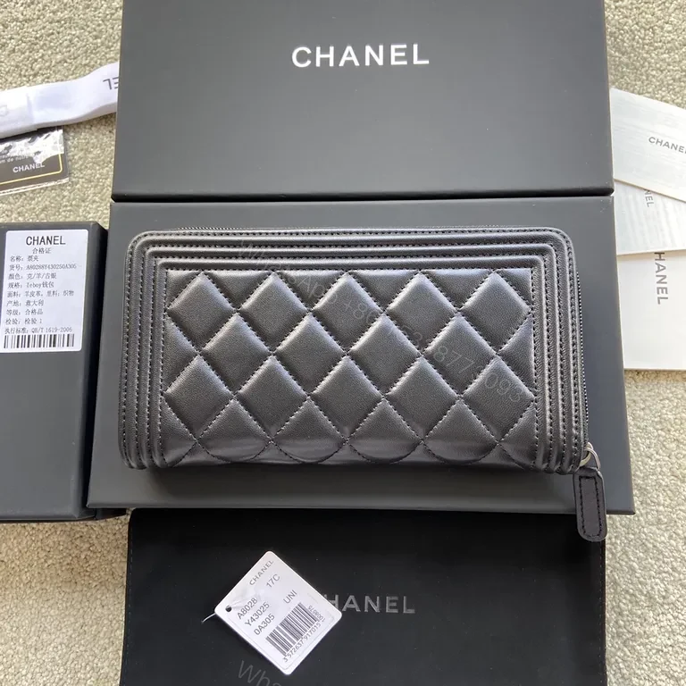 View 2 of Silver CC-Clasp Quilted Lambskin Wallet â€“ Chanel-Inspired Luxury