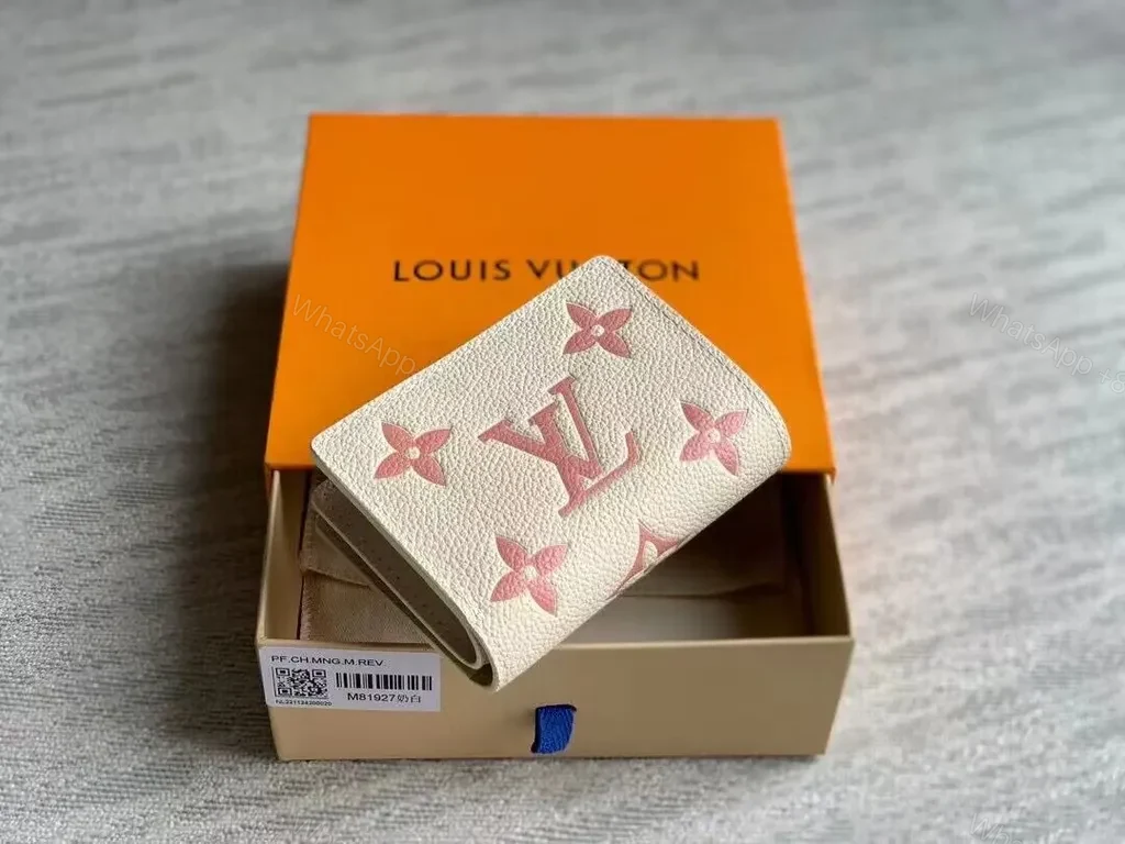 View 3 of Creamy Pebbled Leather Monogram Wallet - Elegant Designer-Inspired Compact Cardholder