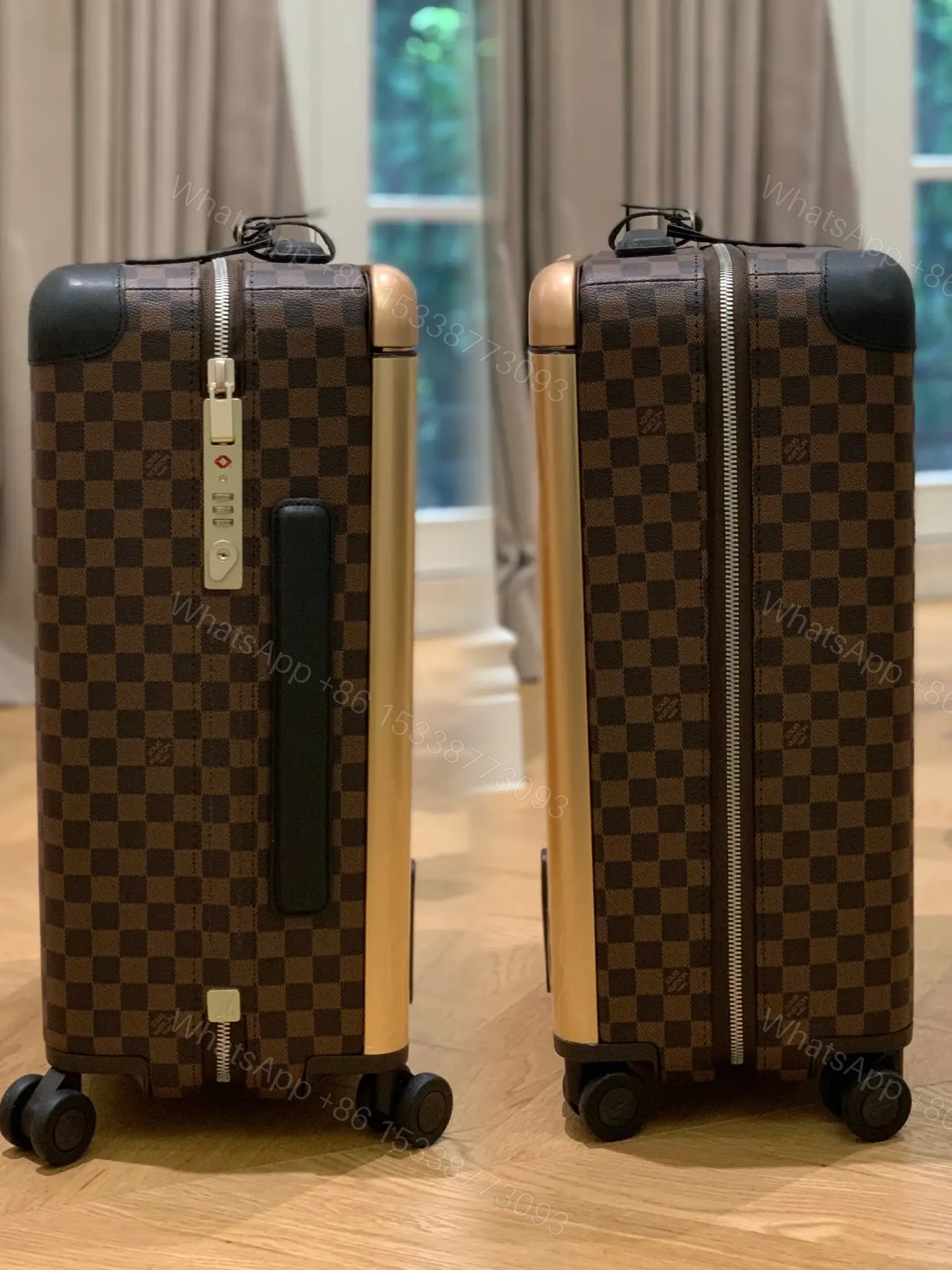 View 7 of Louis Vuitton Horizon 55 rolling suitcase in Damier Ebene canvas.