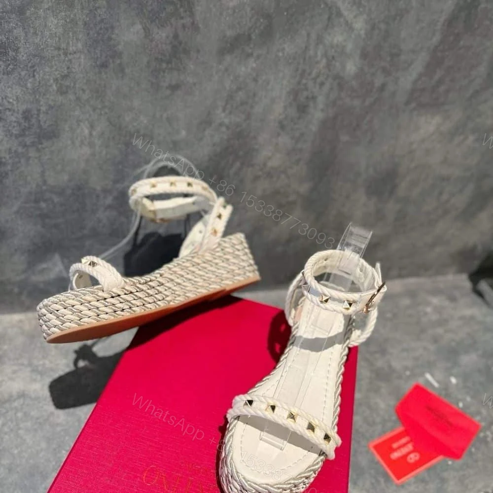 View 7 of VALENTINO ROCKSTUD FLATFORM SANDAL WHITE