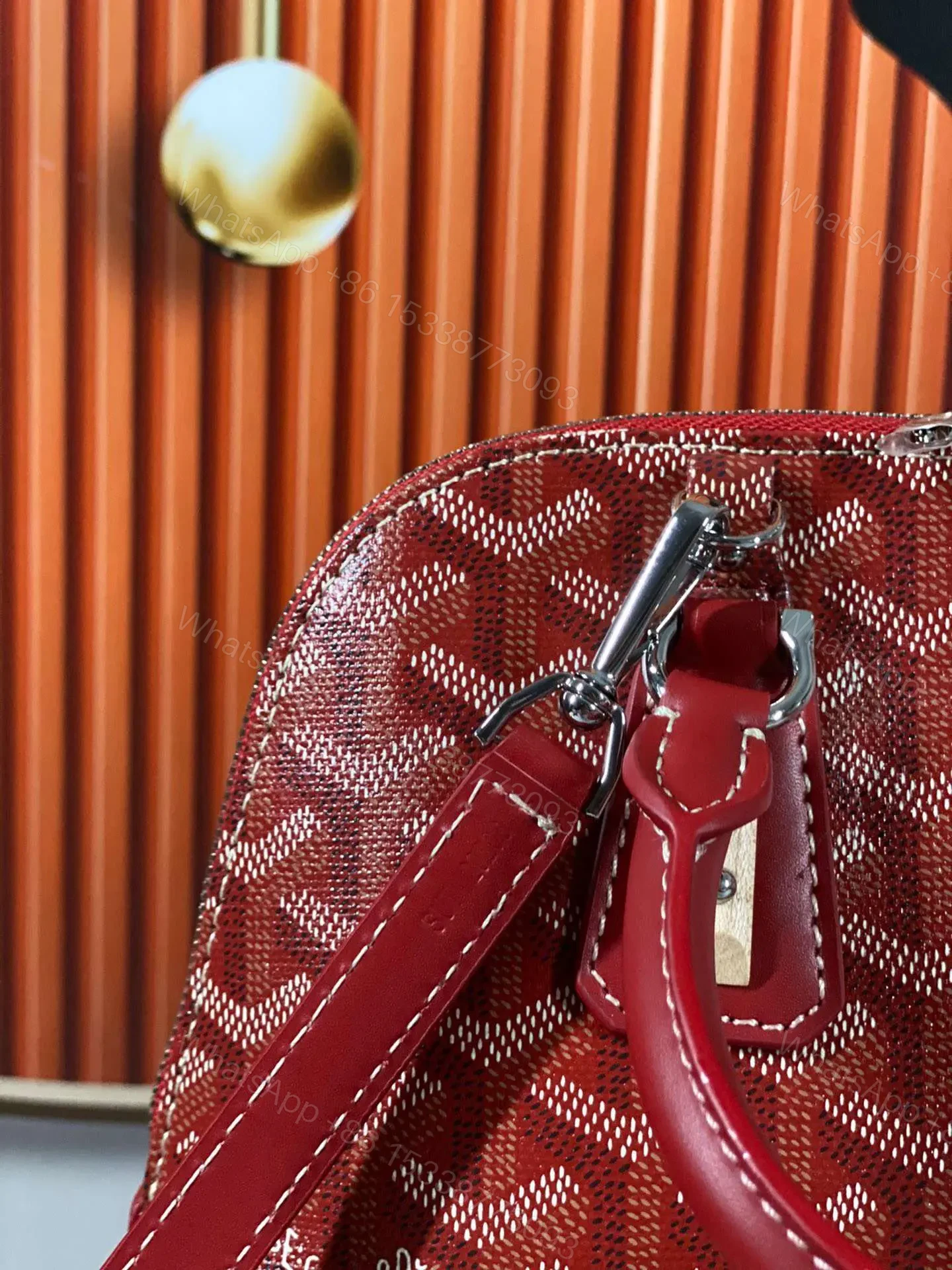 View 3 of Goyard Alma Vedome Red Super Quality Handbag With Fabric Wrapped Leather Strap 24cm