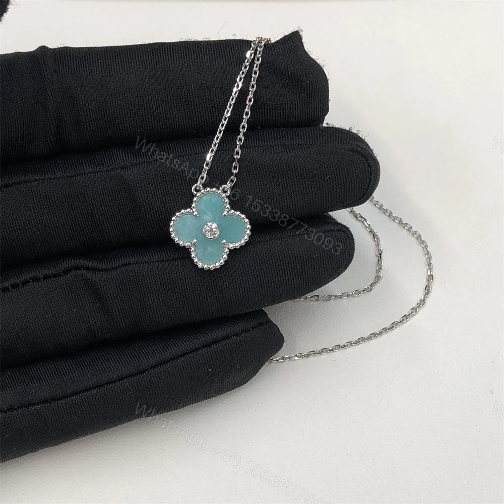 VCA 2022 Holiday Alhambra Pendant Necklace Blue Sevres Porcelain — view 2
