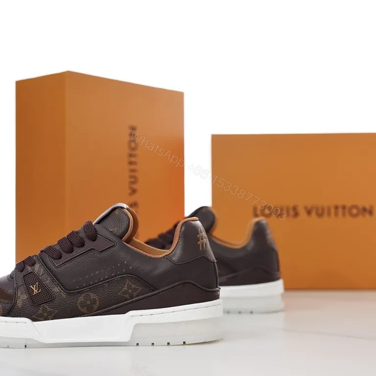 View 3 of Lux Patterned Leather Sneaker â€“ LV Monogram Luxury Comfort
