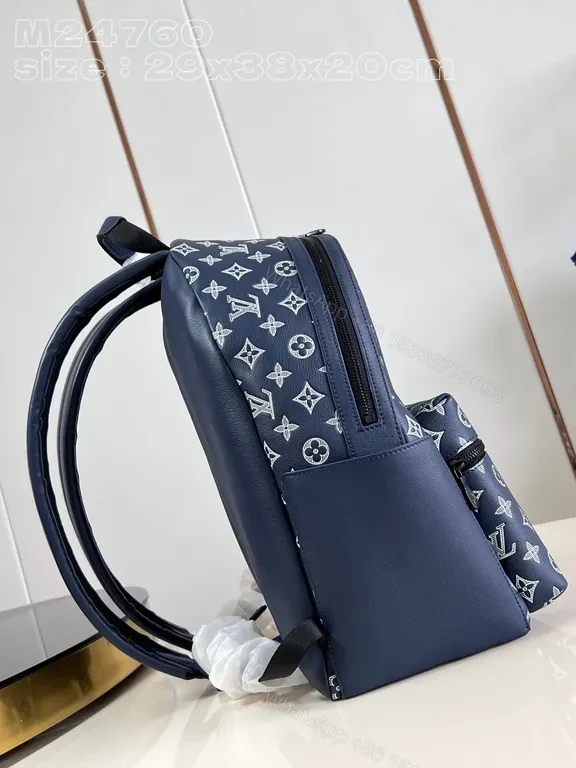 View 4 of Navy Monogram Black Zipper Backpack – Replica Louis Vuitton Style
