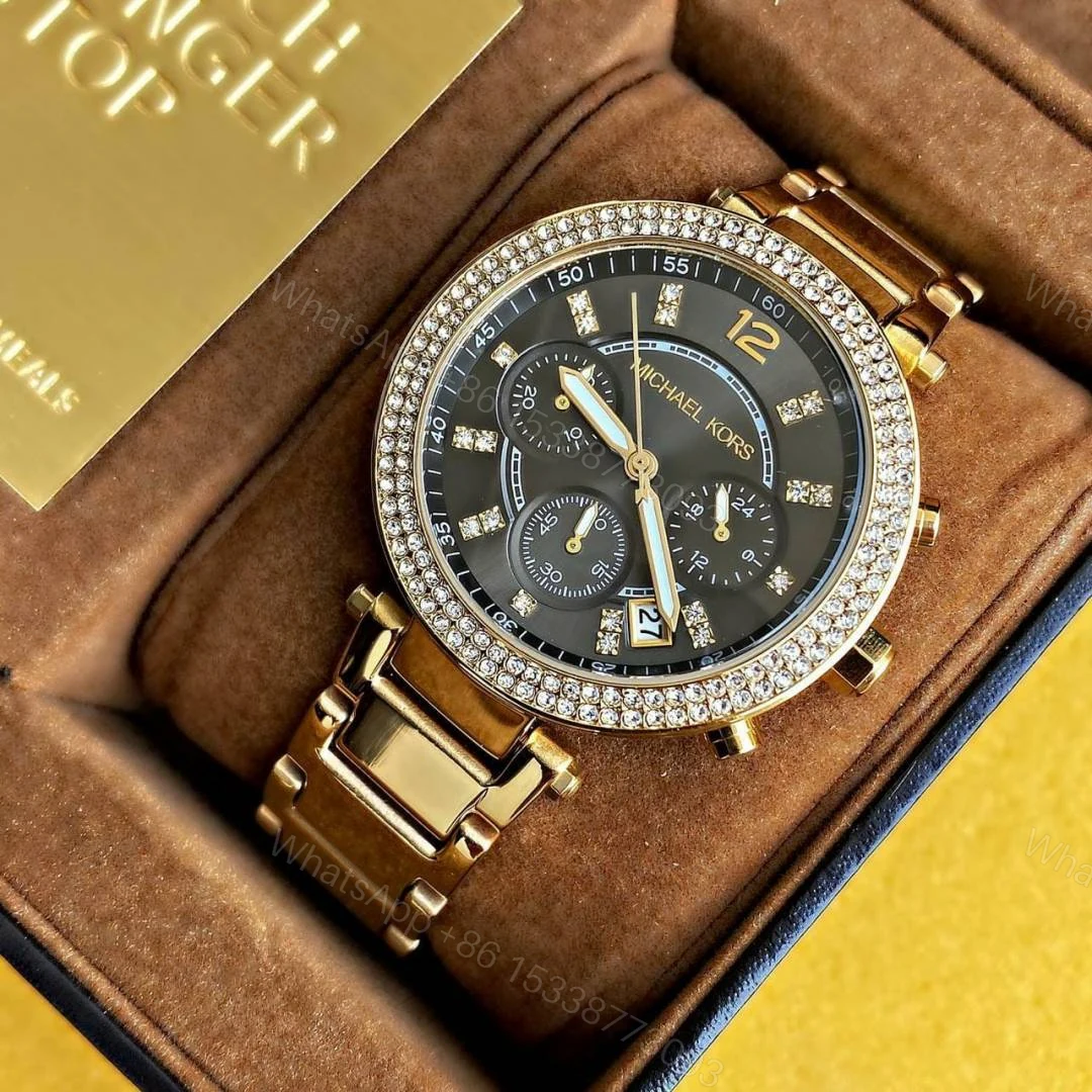 View 4 of First Copy Michael Kors Ladies Parker Watch For Women Gold Black