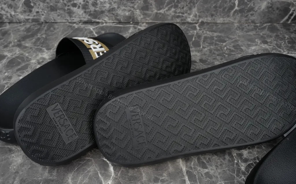 View 2 of Versace Logo Slide: Navy Strap, Ergonomic Comfort, Summer Ready