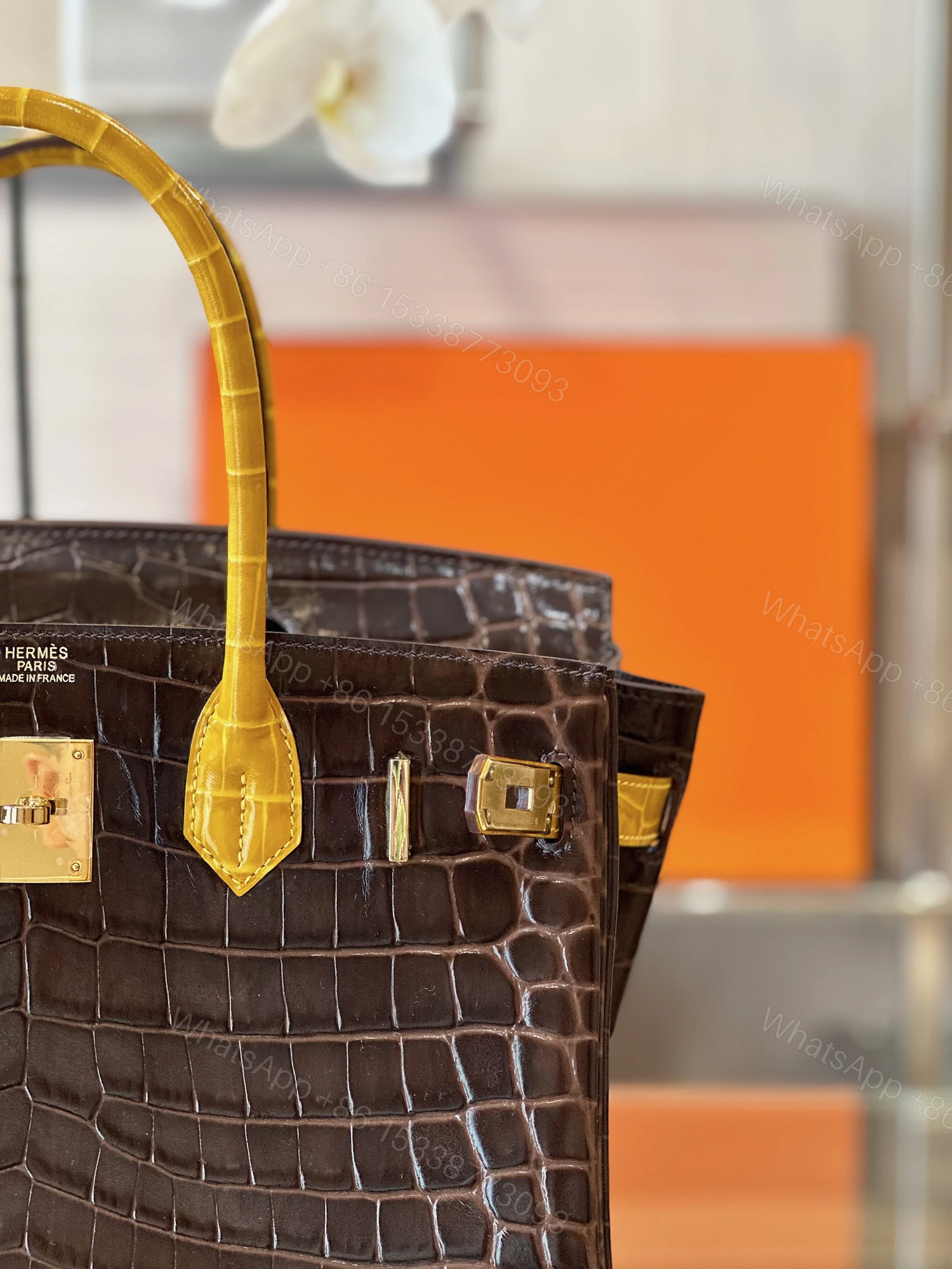 View 4 of Hermes Birkin 30 Brown/Gold Genuine Crocodile Leather Gold Hardware – Custom Made
