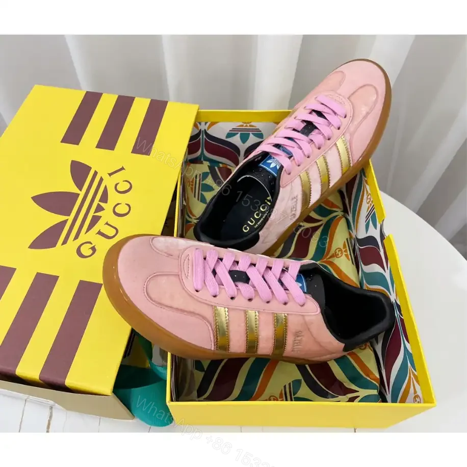 View 7 of GUCCI X ADIDAS GAZELLE SNEAKERS IN PINK VELVET – GC184